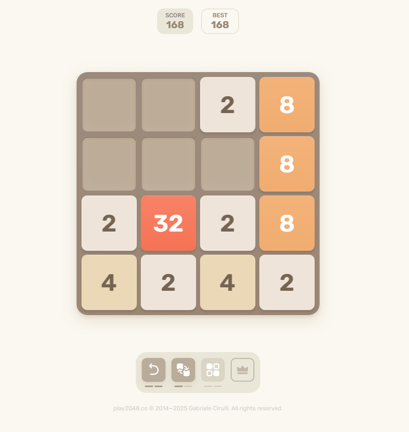 Screenshot of 2048 game
