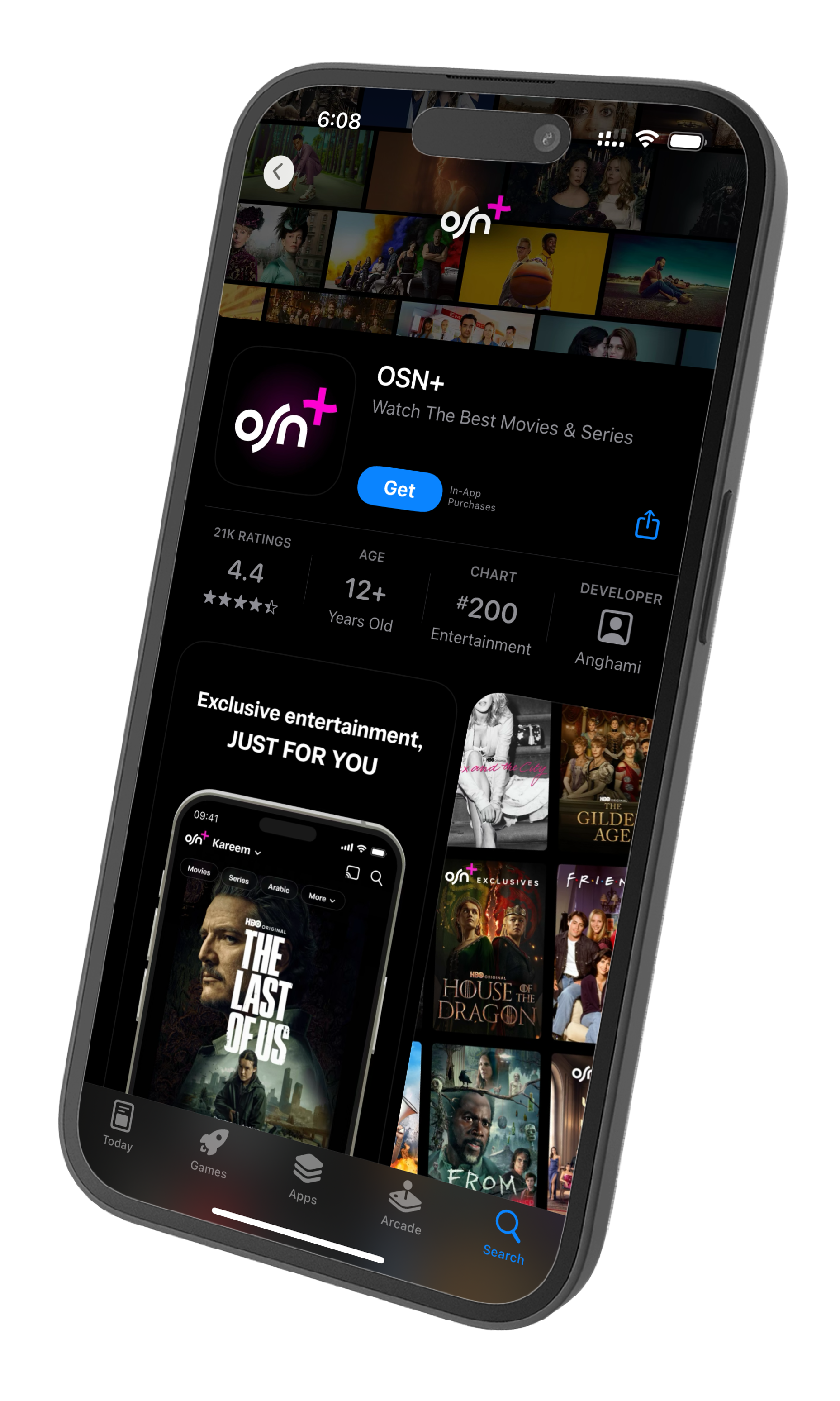 OSN+ iOS app screenshot