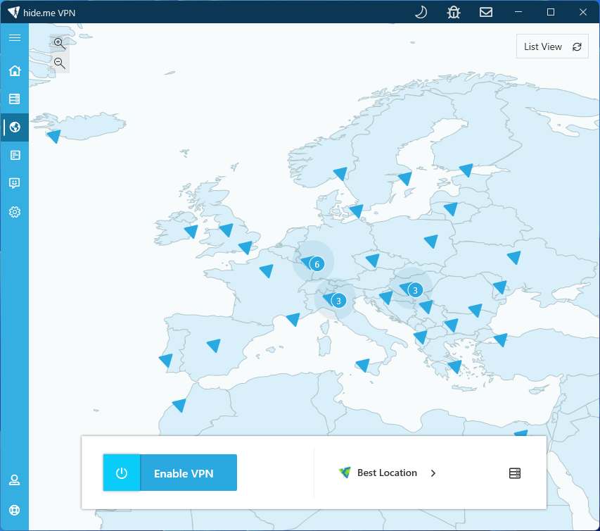 Hide.me VPN app preview screenshot