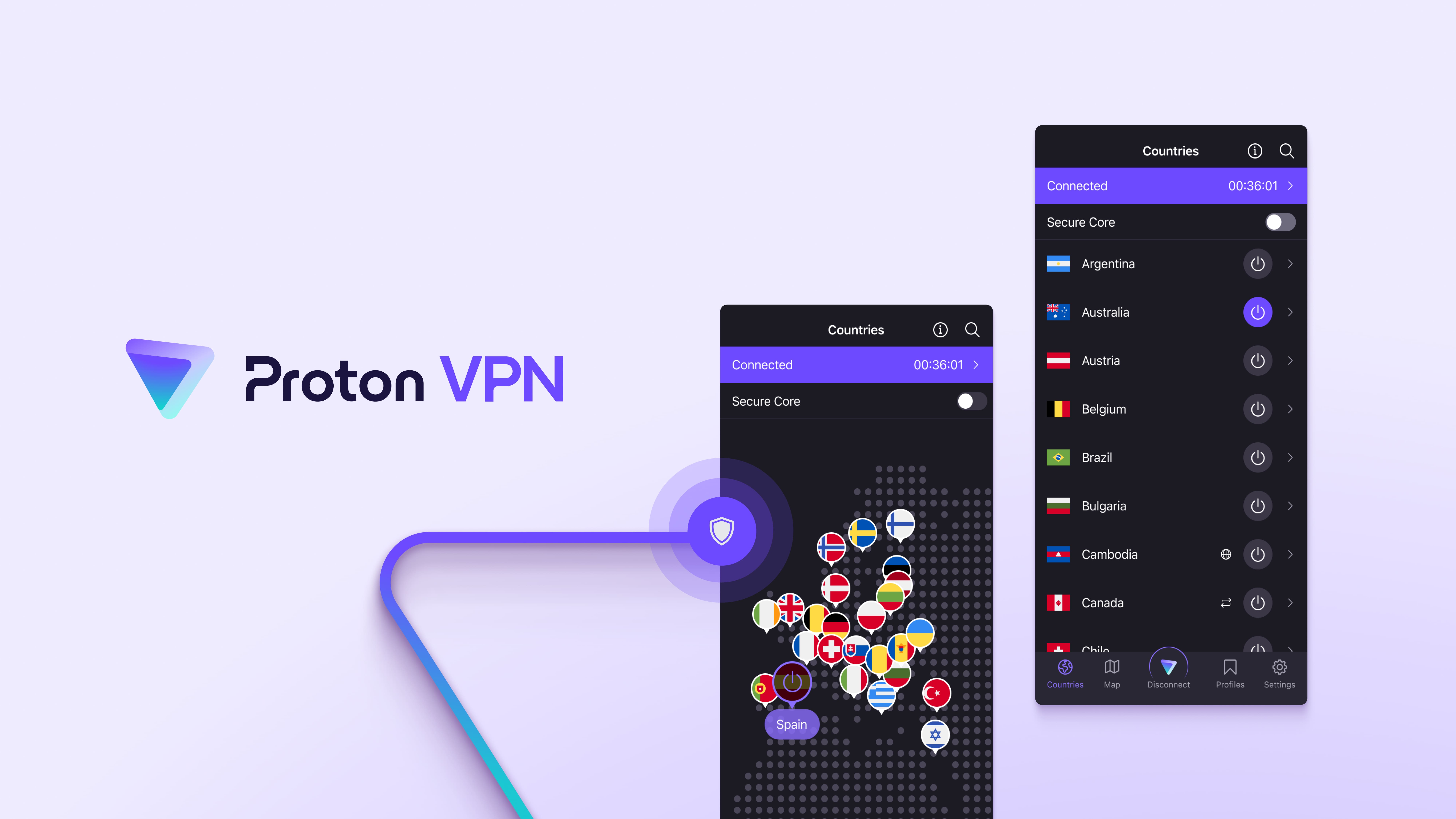 Proton VPN app preview screenshot